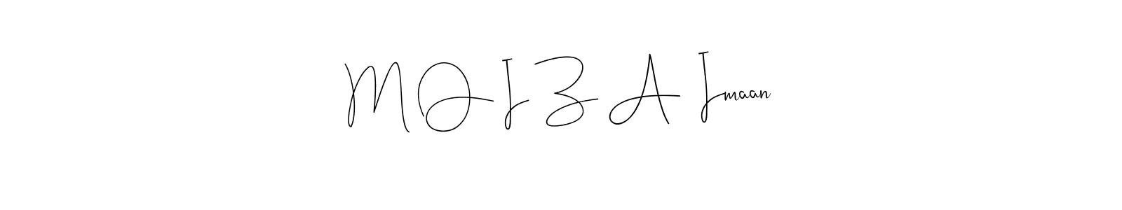 Similarly Andilay-7BmLP is the best handwritten signature design. Signature creator online .You can use it as an online autograph creator for name M O I Z A  Imaan. M O I Z A  Imaan signature style 4 images and pictures png