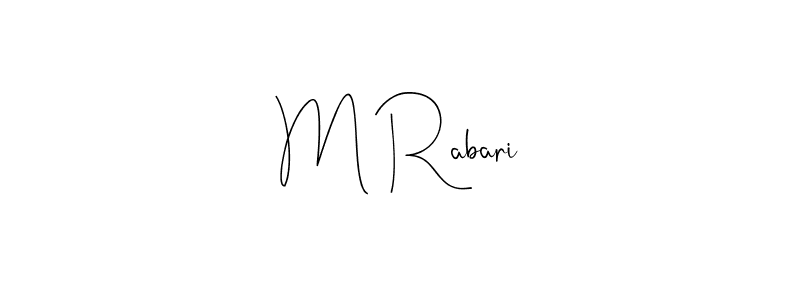 Use a signature maker to create a handwritten signature online. With this signature software, you can design (Andilay-7BmLP) your own signature for name M Rabari. M Rabari signature style 4 images and pictures png