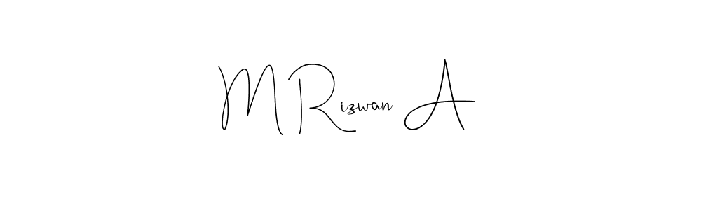 How to make M Rizwan A name signature. Use Andilay-7BmLP style for creating short signs online. This is the latest handwritten sign. M Rizwan A signature style 4 images and pictures png