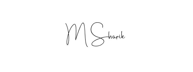 if you are searching for the best signature style for your name M Sharik. so please give up your signature search. here we have designed multiple signature styles  using Andilay-7BmLP. M Sharik signature style 4 images and pictures png
