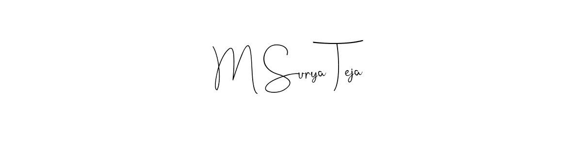 Use a signature maker to create a handwritten signature online. With this signature software, you can design (Andilay-7BmLP) your own signature for name M Surya Teja. M Surya Teja signature style 4 images and pictures png