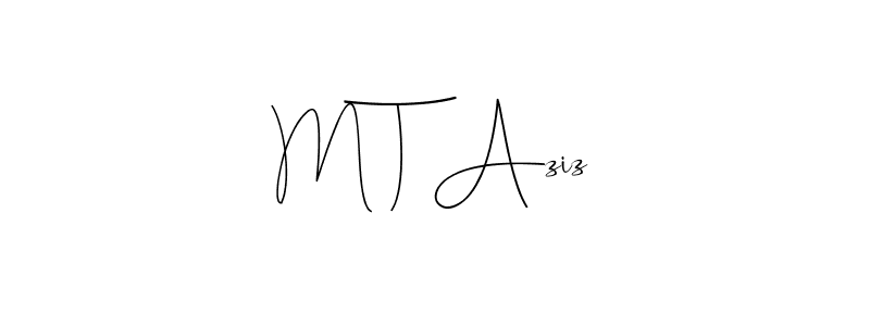 How to make M T Aziz signature? Andilay-7BmLP is a professional autograph style. Create handwritten signature for M T Aziz name. M T Aziz signature style 4 images and pictures png