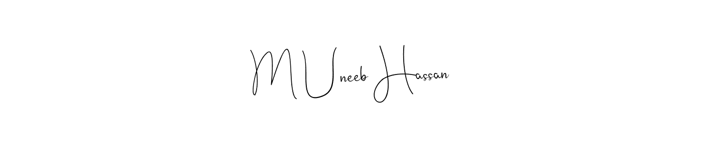 You can use this online signature creator to create a handwritten signature for the name M Uneeb Hassan. This is the best online autograph maker. M Uneeb Hassan signature style 4 images and pictures png