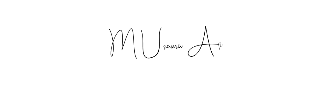 if you are searching for the best signature style for your name M Usama Ali. so please give up your signature search. here we have designed multiple signature styles  using Andilay-7BmLP. M Usama Ali signature style 4 images and pictures png