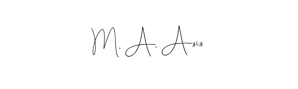 The best way (Andilay-7BmLP) to make a short signature is to pick only two or three words in your name. The name M. A. Aziz include a total of six letters. For converting this name. M. A. Aziz signature style 4 images and pictures png