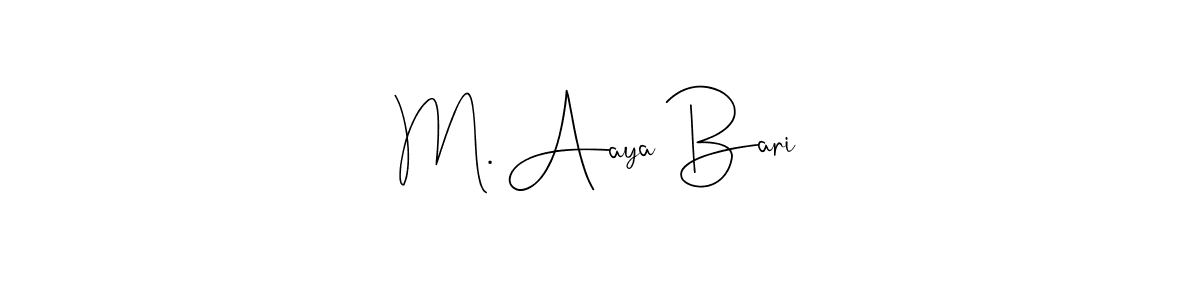 if you are searching for the best signature style for your name M. Aaya Bari. so please give up your signature search. here we have designed multiple signature styles  using Andilay-7BmLP. M. Aaya Bari signature style 4 images and pictures png