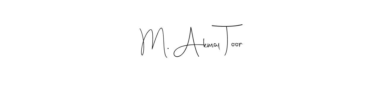 This is the best signature style for the M. Akmal Toor name. Also you like these signature font (Andilay-7BmLP). Mix name signature. M. Akmal Toor signature style 4 images and pictures png