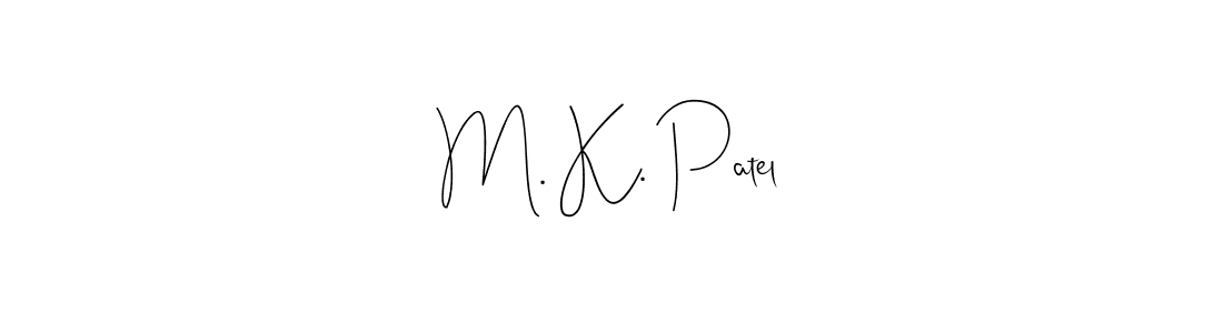 The best way (Andilay-7BmLP) to make a short signature is to pick only two or three words in your name. The name M. K. Patel include a total of six letters. For converting this name. M. K. Patel signature style 4 images and pictures png