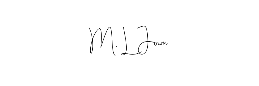 The best way (Andilay-7BmLP) to make a short signature is to pick only two or three words in your name. The name M. L Jown include a total of six letters. For converting this name. M. L Jown signature style 4 images and pictures png
