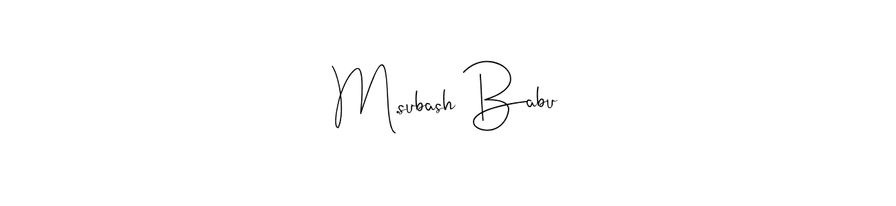 Also You can easily find your signature by using the search form. We will create M.subash Babu name handwritten signature images for you free of cost using Andilay-7BmLP sign style. M.subash Babu signature style 4 images and pictures png