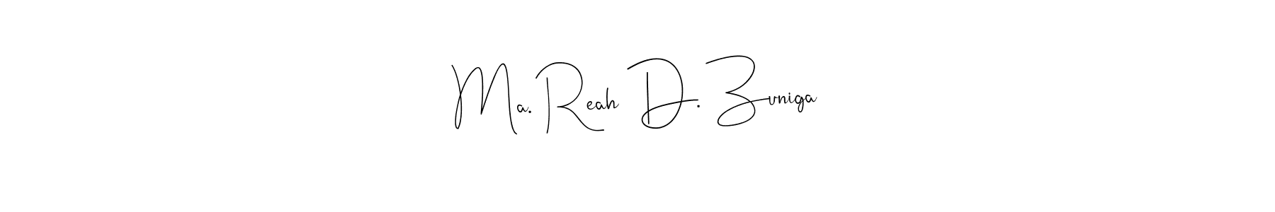 You can use this online signature creator to create a handwritten signature for the name Ma. Reah D. Zuniga. This is the best online autograph maker. Ma. Reah D. Zuniga signature style 4 images and pictures png