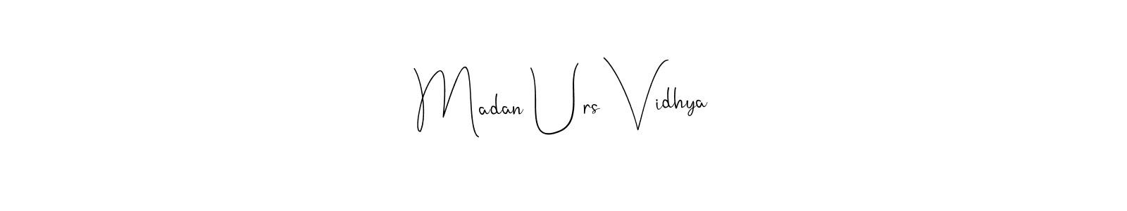 if you are searching for the best signature style for your name Madan Urs Vidhya. so please give up your signature search. here we have designed multiple signature styles  using Andilay-7BmLP. Madan Urs Vidhya signature style 4 images and pictures png