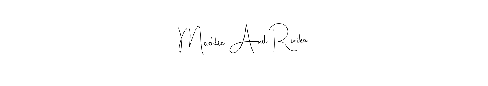 This is the best signature style for the Maddie And Ririka name. Also you like these signature font (Andilay-7BmLP). Mix name signature. Maddie And Ririka signature style 4 images and pictures png