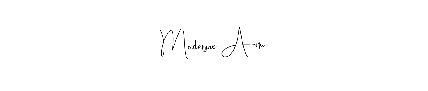 Make a beautiful signature design for name Madelyne Arita. With this signature (Andilay-7BmLP) style, you can create a handwritten signature for free. Madelyne Arita signature style 4 images and pictures png