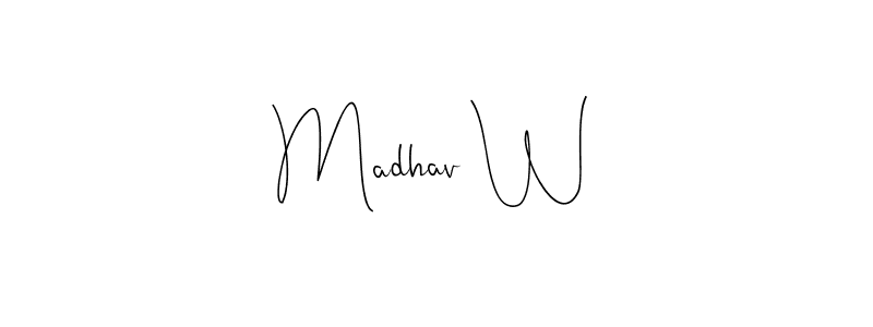 The best way (Andilay-7BmLP) to make a short signature is to pick only two or three words in your name. The name Madhav W include a total of six letters. For converting this name. Madhav W signature style 4 images and pictures png