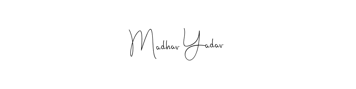 You should practise on your own different ways (Andilay-7BmLP) to write your name (Madhav Yadav) in signature. don't let someone else do it for you. Madhav Yadav signature style 4 images and pictures png