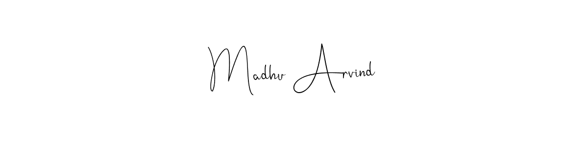 Use a signature maker to create a handwritten signature online. With this signature software, you can design (Andilay-7BmLP) your own signature for name Madhu Arvind. Madhu Arvind signature style 4 images and pictures png