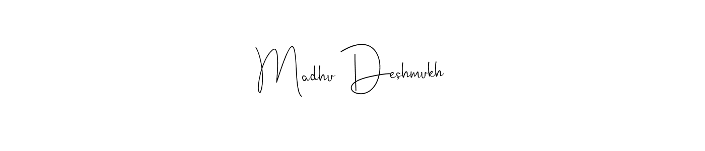 Make a beautiful signature design for name Madhu Deshmukh. With this signature (Andilay-7BmLP) style, you can create a handwritten signature for free. Madhu Deshmukh signature style 4 images and pictures png