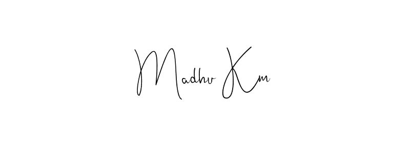 Use a signature maker to create a handwritten signature online. With this signature software, you can design (Andilay-7BmLP) your own signature for name Madhu Km. Madhu Km signature style 4 images and pictures png