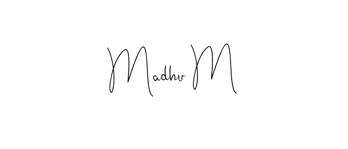 if you are searching for the best signature style for your name Madhu M. so please give up your signature search. here we have designed multiple signature styles  using Andilay-7BmLP. Madhu M signature style 4 images and pictures png