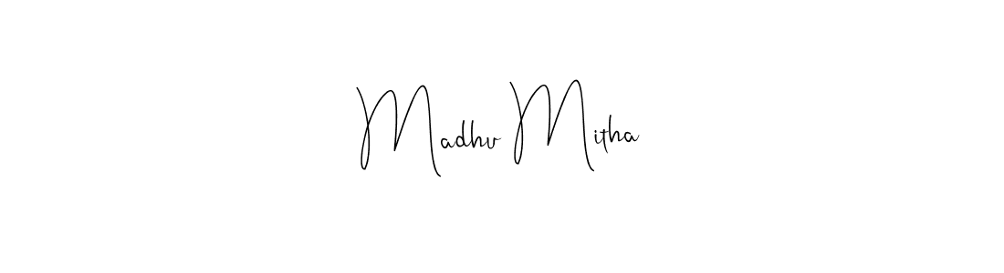 The best way (Andilay-7BmLP) to make a short signature is to pick only two or three words in your name. The name Madhu Mitha include a total of six letters. For converting this name. Madhu Mitha signature style 4 images and pictures png