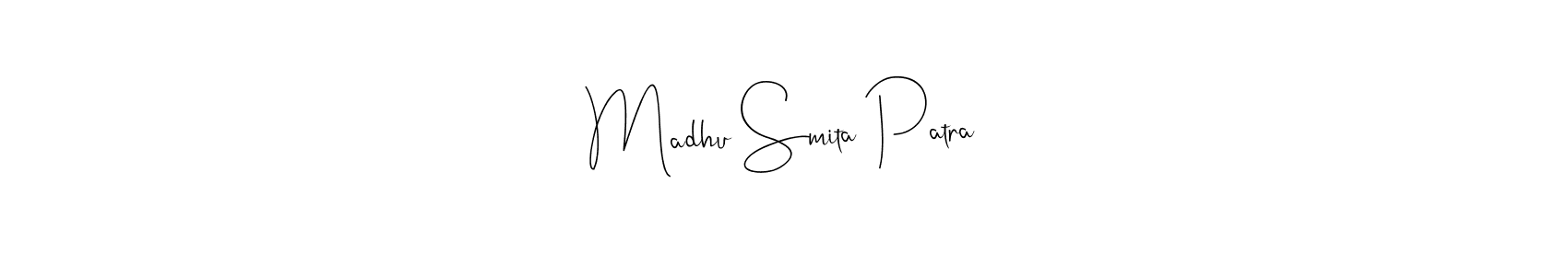 How to make Madhu Smita Patra name signature. Use Andilay-7BmLP style for creating short signs online. This is the latest handwritten sign. Madhu Smita Patra signature style 4 images and pictures png