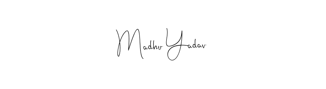 You should practise on your own different ways (Andilay-7BmLP) to write your name (Madhu Yadav) in signature. don't let someone else do it for you. Madhu Yadav signature style 4 images and pictures png