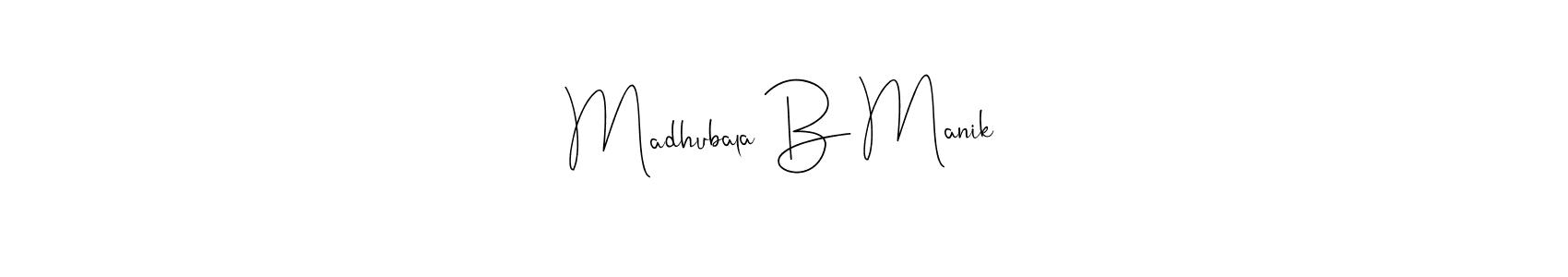 Madhubala B Manik stylish signature style. Best Handwritten Sign (Andilay-7BmLP) for my name. Handwritten Signature Collection Ideas for my name Madhubala B Manik. Madhubala B Manik signature style 4 images and pictures png