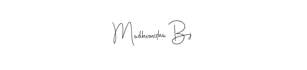 Use a signature maker to create a handwritten signature online. With this signature software, you can design (Andilay-7BmLP) your own signature for name Madhumitha Bj. Madhumitha Bj signature style 4 images and pictures png