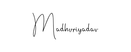 Generate high-definition signature styles for Madhuriyadav. The Andilay-7BmLP typeface ensures crisp legibility and sophisticated design. Madhuriyadav signature style 4 images and pictures png