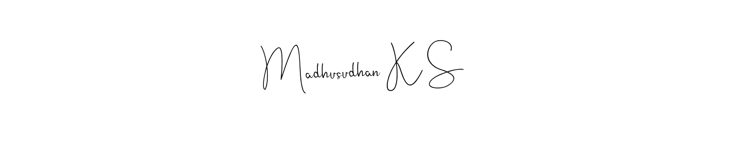 You should practise on your own different ways (Andilay-7BmLP) to write your name (Madhusudhan K S) in signature. don't let someone else do it for you. Madhusudhan K S signature style 4 images and pictures png