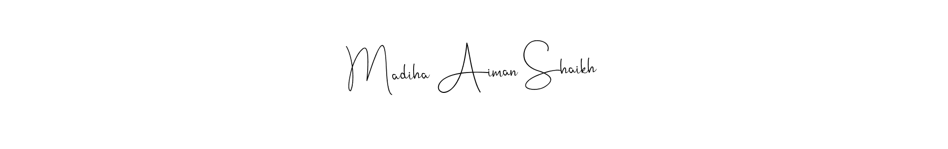 Similarly Andilay-7BmLP is the best handwritten signature design. Signature creator online .You can use it as an online autograph creator for name Madiha Aiman Shaikh. Madiha Aiman Shaikh signature style 4 images and pictures png