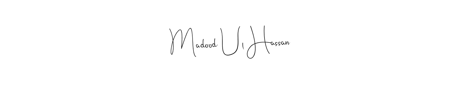 Andilay-7BmLP is a professional signature style that is perfect for those who want to add a touch of class to their signature. It is also a great choice for those who want to make their signature more unique. Get Madood Ul Hassan name to fancy signature for free. Madood Ul Hassan signature style 4 images and pictures png