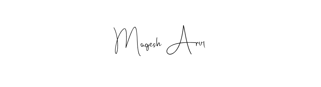 The best way (Andilay-7BmLP) to make a short signature is to pick only two or three words in your name. The name Magesh Arul include a total of six letters. For converting this name. Magesh Arul signature style 4 images and pictures png