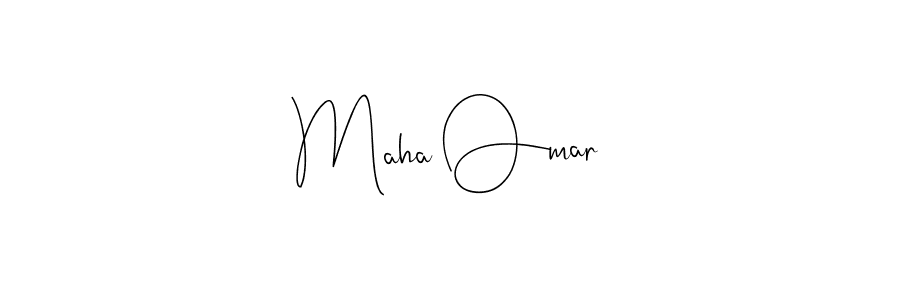 How to make Maha Omar name signature. Use Andilay-7BmLP style for creating short signs online. This is the latest handwritten sign. Maha Omar signature style 4 images and pictures png