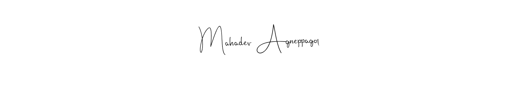 Andilay-7BmLP is a professional signature style that is perfect for those who want to add a touch of class to their signature. It is also a great choice for those who want to make their signature more unique. Get Mahadev Agneppagol name to fancy signature for free. Mahadev Agneppagol signature style 4 images and pictures png