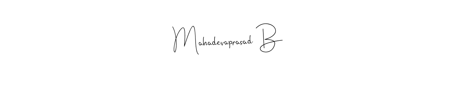 Andilay-7BmLP is a professional signature style that is perfect for those who want to add a touch of class to their signature. It is also a great choice for those who want to make their signature more unique. Get Mahadevaprasad B name to fancy signature for free. Mahadevaprasad B signature style 4 images and pictures png