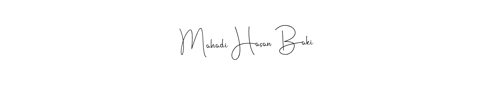 Andilay-7BmLP is a professional signature style that is perfect for those who want to add a touch of class to their signature. It is also a great choice for those who want to make their signature more unique. Get Mahadi Hasan Baki name to fancy signature for free. Mahadi Hasan Baki signature style 4 images and pictures png