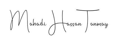 Designed for modern professionals: Mahadi Hassan Tanmay name signature crafted with Andilay-7BmLP script. Ready for digital PDF workflows. Mahadi Hassan Tanmay signature style 4 images and pictures png