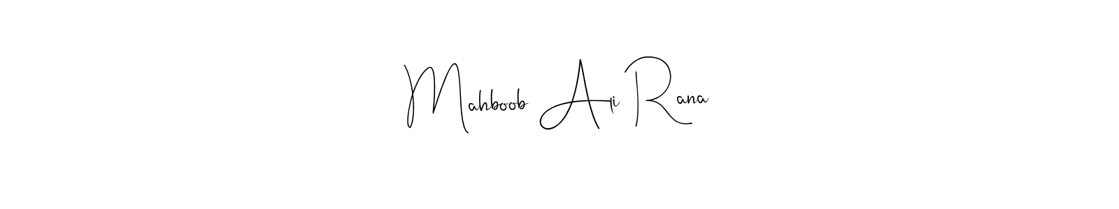 You should practise on your own different ways (Andilay-7BmLP) to write your name (Mahboob Ali Rana) in signature. don't let someone else do it for you. Mahboob Ali Rana signature style 4 images and pictures png