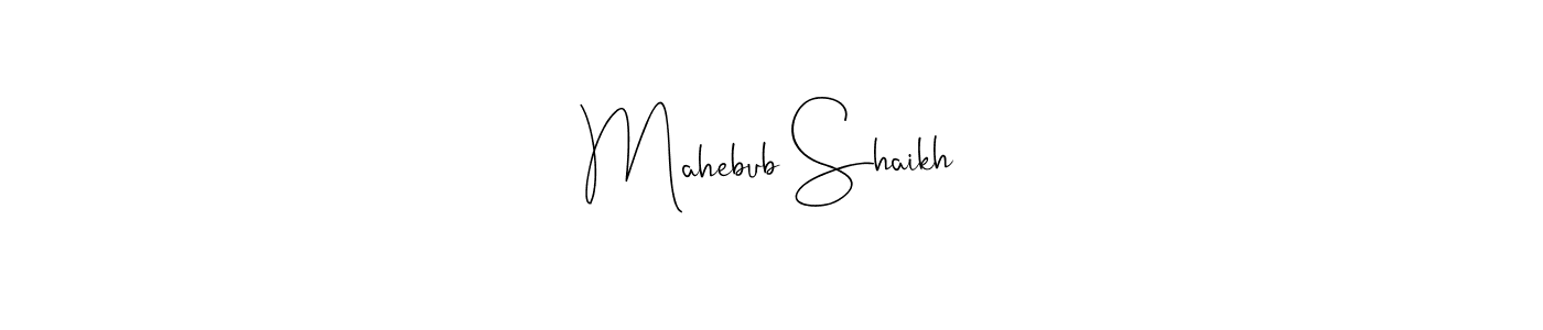 Also You can easily find your signature by using the search form. We will create Mahebub Shaikh name handwritten signature images for you free of cost using Andilay-7BmLP sign style. Mahebub Shaikh signature style 4 images and pictures png