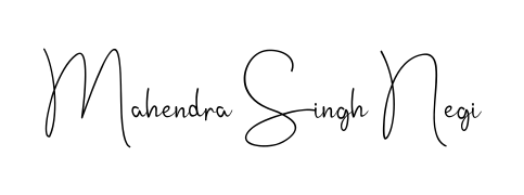 Create a personalized artistic stamp with Mahendra Singh Negi in Andilay-7BmLP font. Perfect for visual artists, designers, and influencers. Mahendra Singh Negi signature style 4 images and pictures png