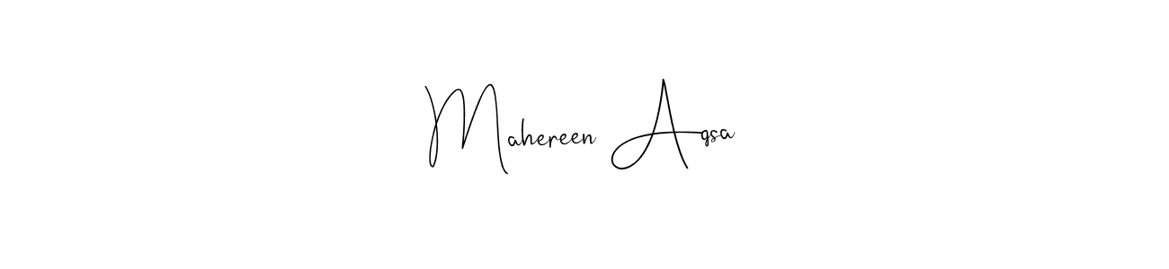 Andilay-7BmLP is a professional signature style that is perfect for those who want to add a touch of class to their signature. It is also a great choice for those who want to make their signature more unique. Get Mahereen Aqsa name to fancy signature for free. Mahereen Aqsa signature style 4 images and pictures png