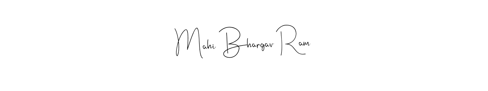 How to make Mahi Bhargav Ram name signature. Use Andilay-7BmLP style for creating short signs online. This is the latest handwritten sign. Mahi Bhargav Ram signature style 4 images and pictures png