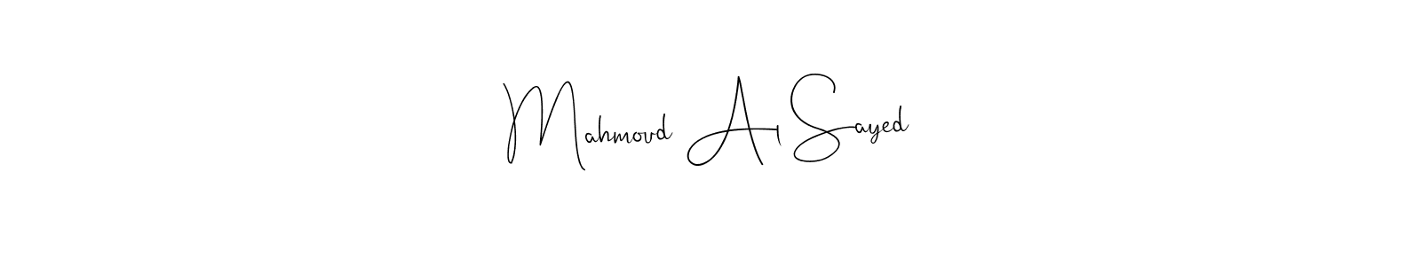 How to make Mahmoud Al Sayed name signature. Use Andilay-7BmLP style for creating short signs online. This is the latest handwritten sign. Mahmoud Al Sayed signature style 4 images and pictures png