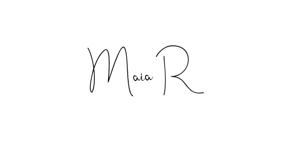 How to make Maia R name signature. Use Andilay-7BmLP style for creating short signs online. This is the latest handwritten sign. Maia R signature style 4 images and pictures png