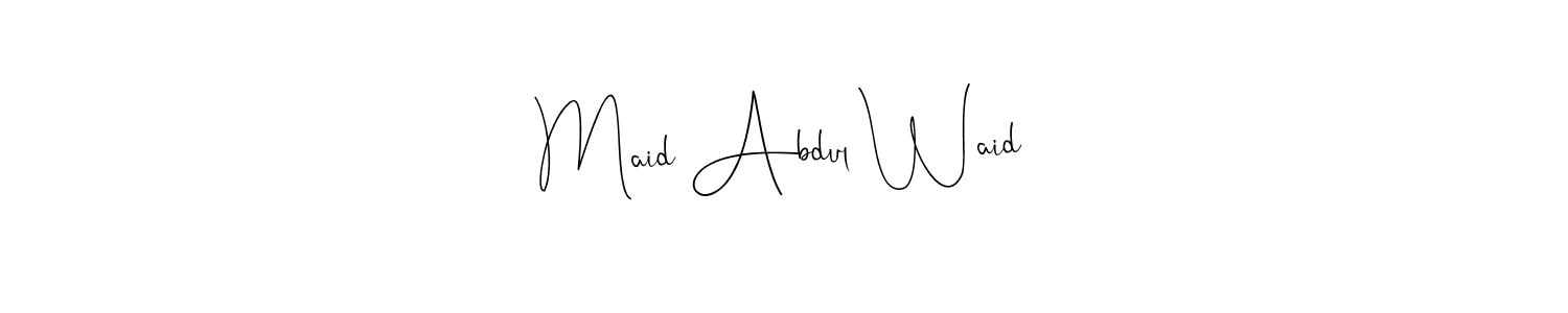 The best way (Andilay-7BmLP) to make a short signature is to pick only two or three words in your name. The name Maid Abdul Waid include a total of six letters. For converting this name. Maid Abdul Waid signature style 4 images and pictures png