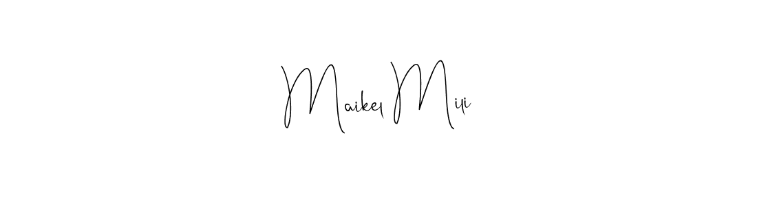 You can use this online signature creator to create a handwritten signature for the name Maikel Mili. This is the best online autograph maker. Maikel Mili signature style 4 images and pictures png