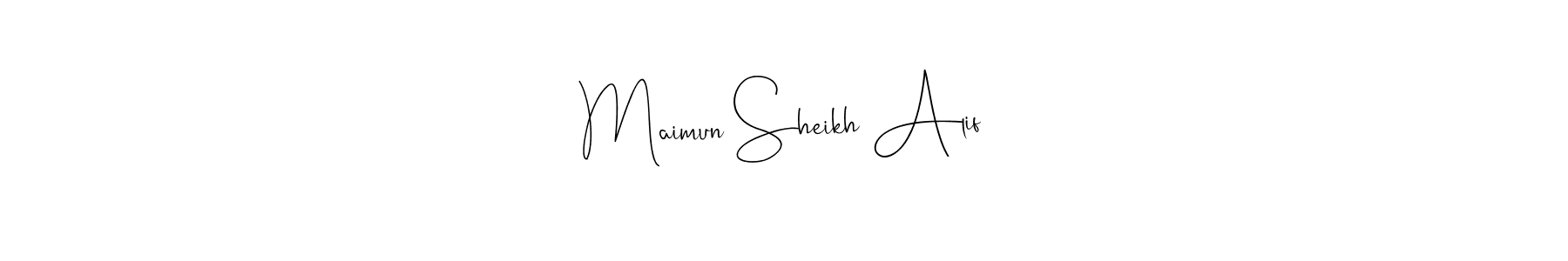 Similarly Andilay-7BmLP is the best handwritten signature design. Signature creator online .You can use it as an online autograph creator for name Maimun Sheikh Alif. Maimun Sheikh Alif signature style 4 images and pictures png