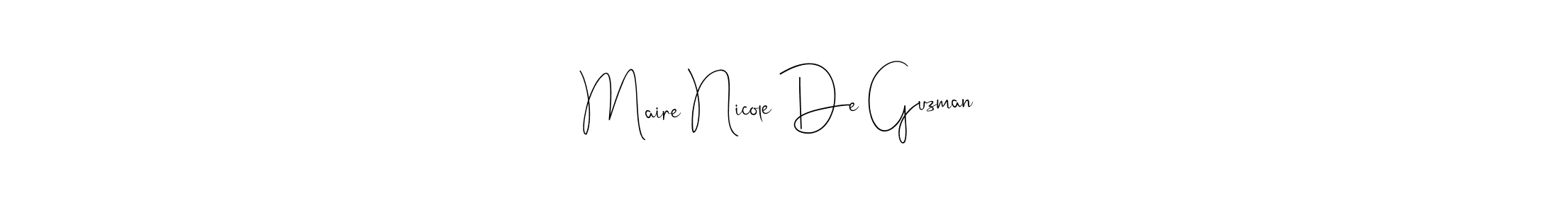 It looks lik you need a new signature style for name Maire Nicole De Guzman. Design unique handwritten (Andilay-7BmLP) signature with our free signature maker in just a few clicks. Maire Nicole De Guzman signature style 4 images and pictures png